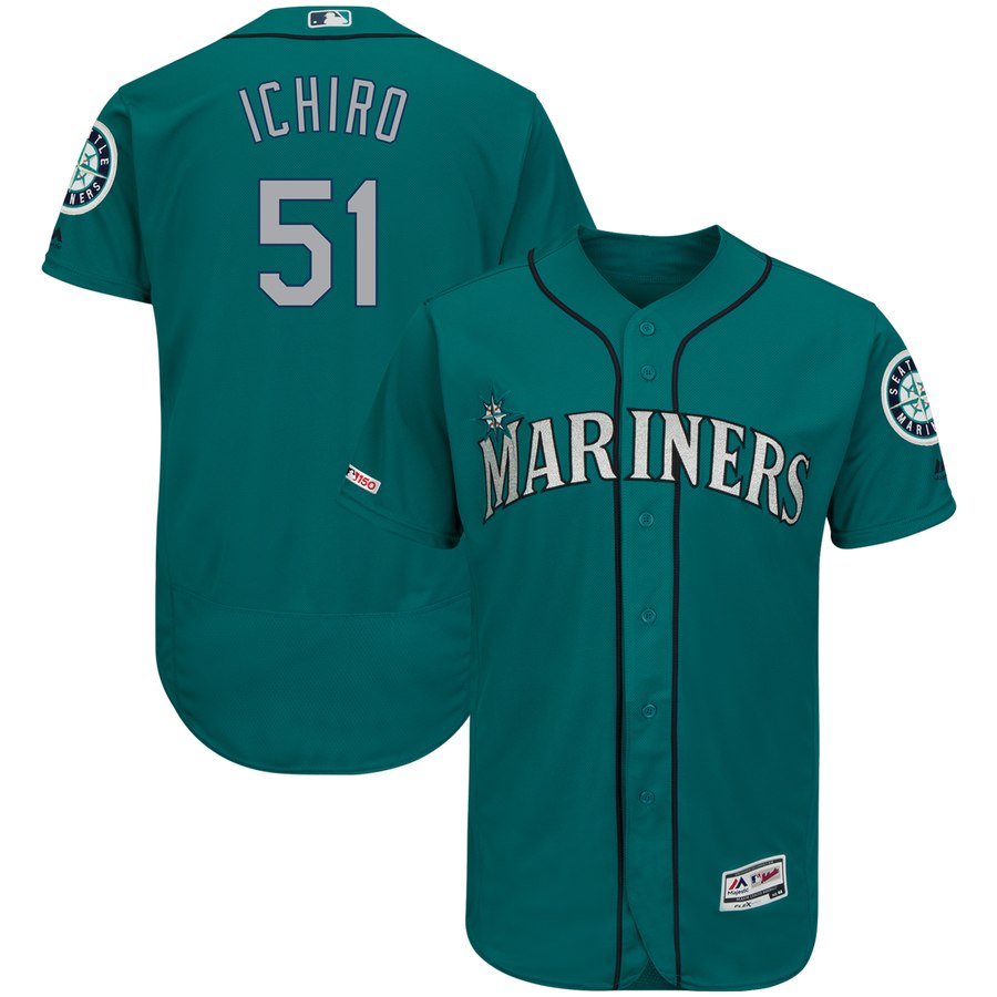 Mariners 51 Ichiro Suzuki Aqua 150th Patch Flexbase Jersey Mariners 51 Ichiro Suzuki Aqua 150th Patch Flexbase Jersey