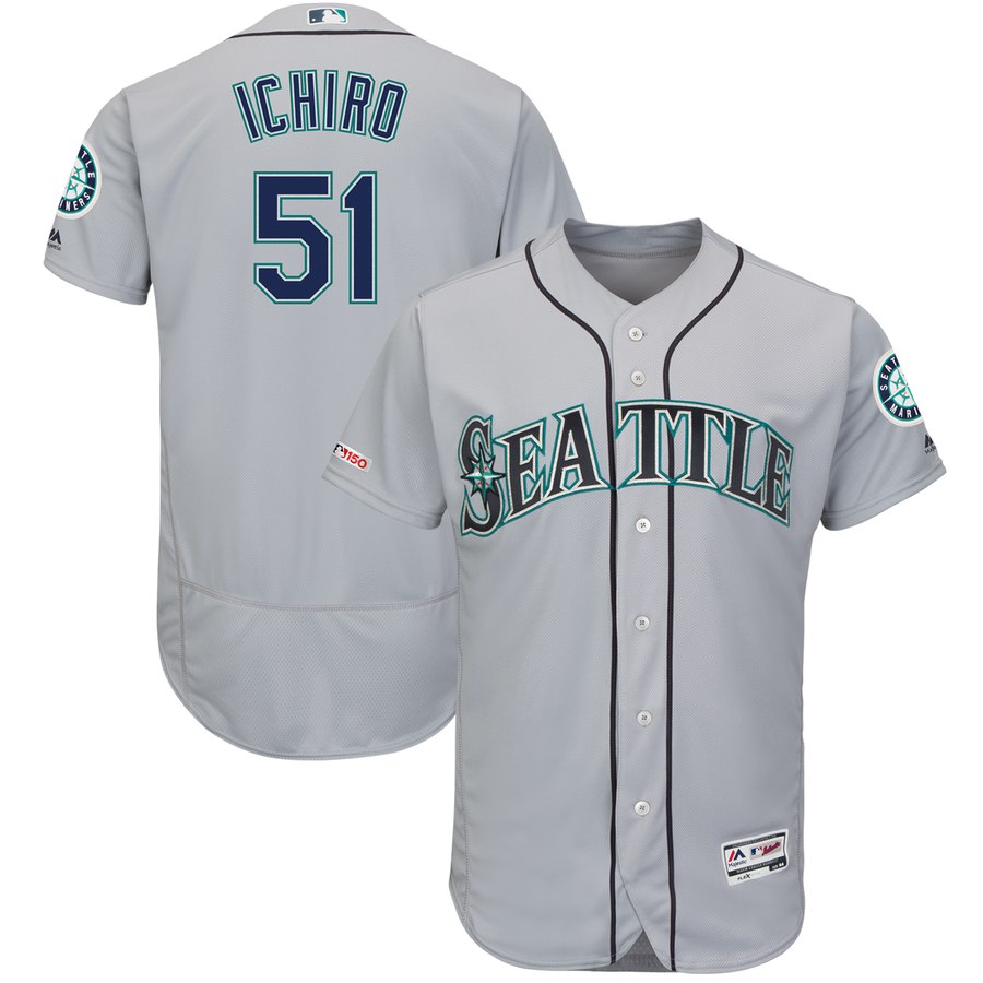 Mariners 51 Ichiro Suzuki Gray 150th Patch Flexbase Jersey Mariners 51 Ichiro Suzuki Gray 150th Patch Flexbase Jersey