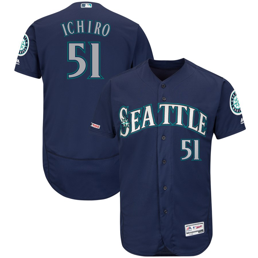 Mariners 51 Ichiro Suzuki Navy 150th Patch Flexbase Jersey Mariners 51 Ichiro Suzuki Navy 150th Patch Flexbase Jersey