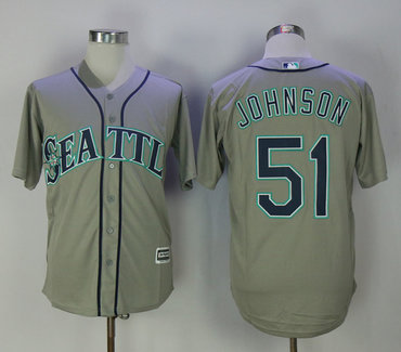 Mariners 51 Randy Johnson Gray Cool Base Jersey
