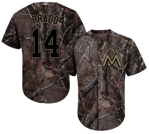 Marlins #14 Martin Prado Camo Realtree Collection Cool Base Stitched Youth Baseball Jersey