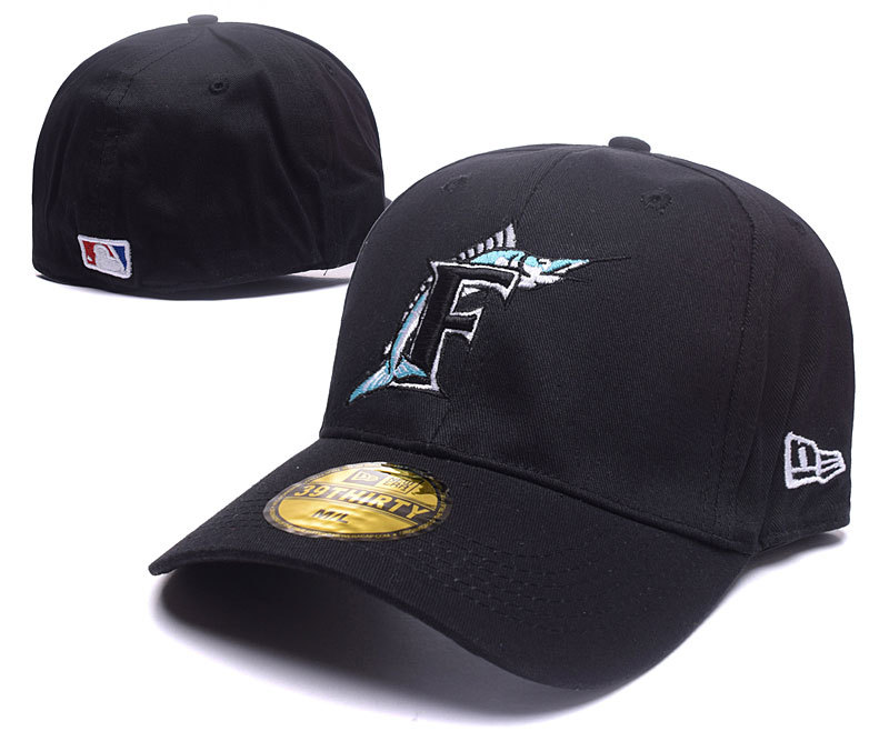 Marlins Fresh Logo Black Adjustable Hat DF
