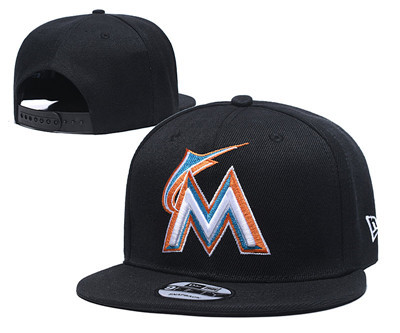 Marlins Team Logo Black Adjustable Hat TX