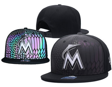 Marlins Team Logo Black Reflective Adjustable Hat GS