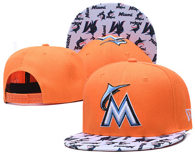 Marlins Team Logo Orange White Adjustable Hat TX
