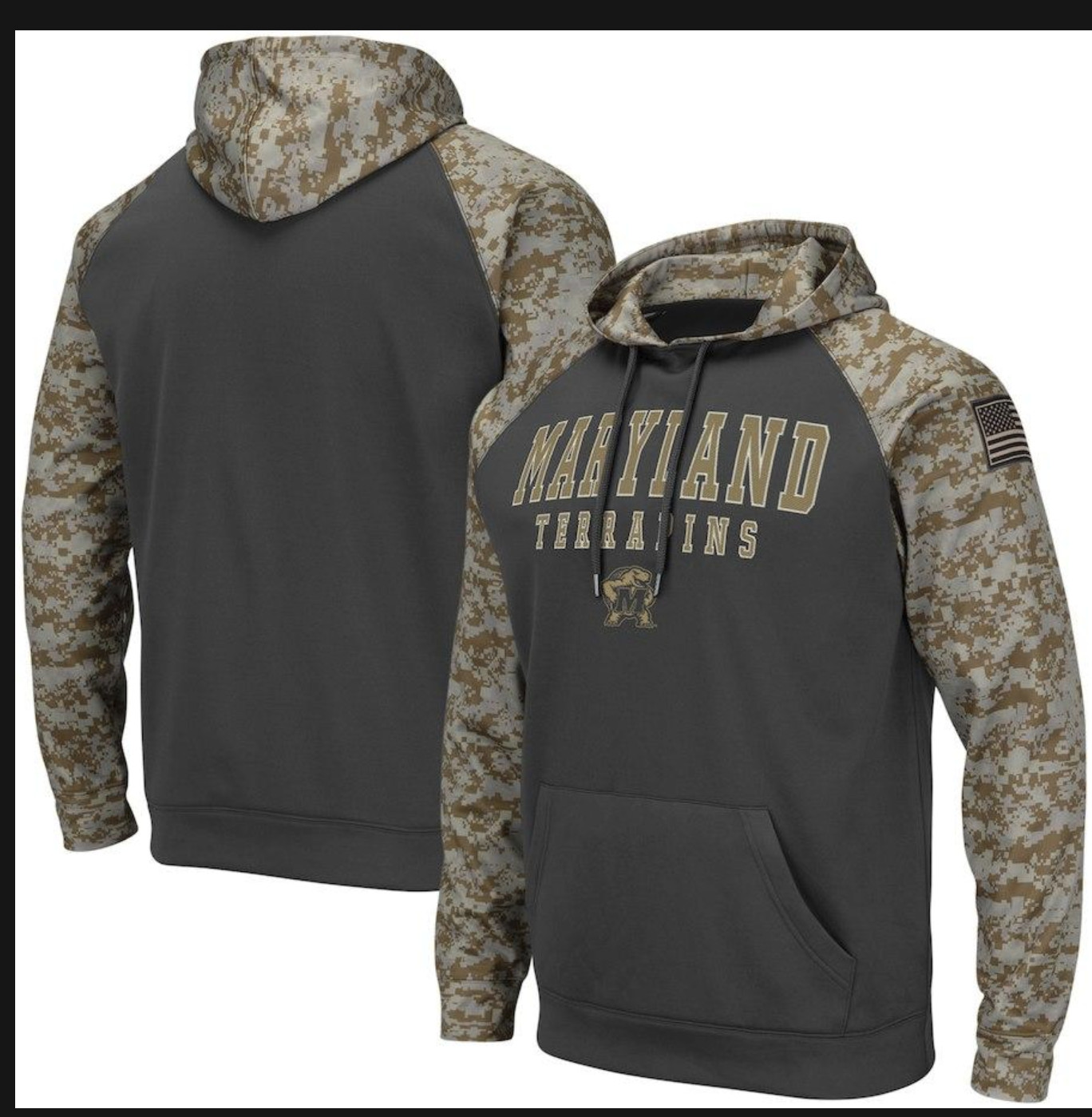 Maryland Terrapins Gray Camo Men's Pullover Hoodie Maryland Terrapins Gray Camo Men's Pullover Hoodie