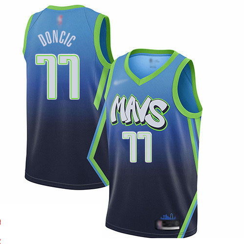 Mavericks #77 Luka Doncic Blue Basketball Swingman City Edition 2019 20 Jersey