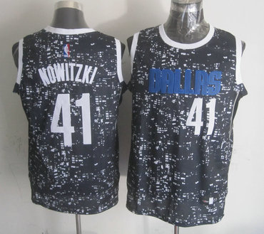 Mavericks 41 Dirk Nowitzki Black City Luminous Jersey