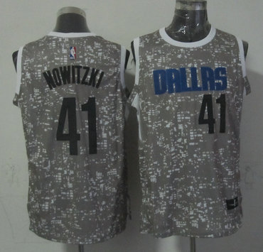 Mavericks 41 Dirk Nowitzki Gray City Luminous Jersey