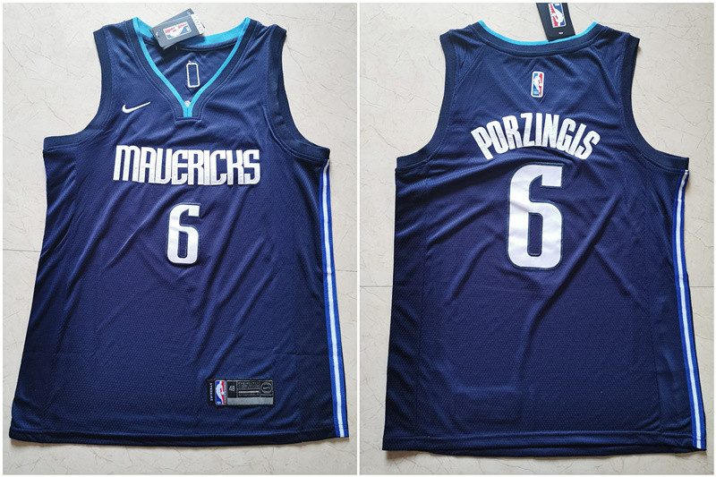 Mavericks 6 Kristaps Porzingis Navy Nike Swingman Jerseys