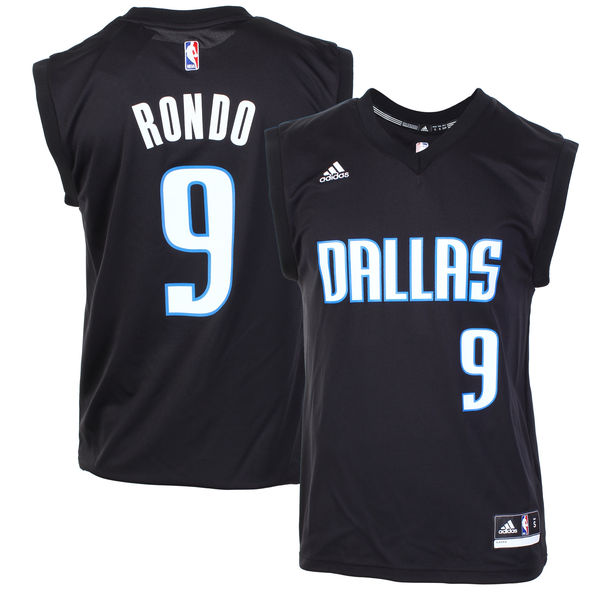 Mavericks 9 Rajon Rondo Black Fashion Replica Jersey