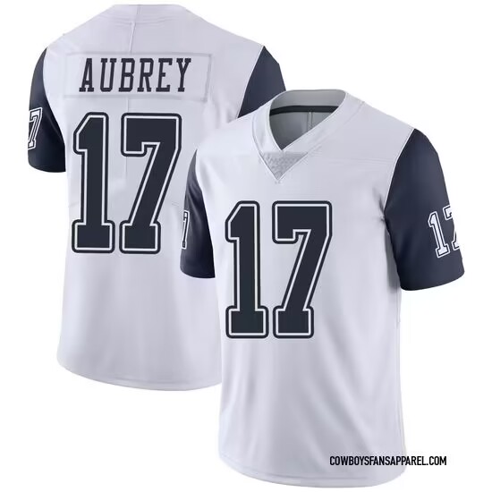 Men's Dallas Cowboys #17 Brandon Aubrey Limited White Color Rush Vapor Untouchable Jersey Men's Dallas Cowboys #17 Brandon Aubrey Limited White Color Rush Vapor Untouchable Jersey