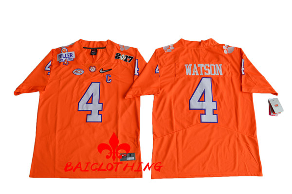 Men's 2017 Clemson Tigers #4 Deshaun Watson Orange Jersey