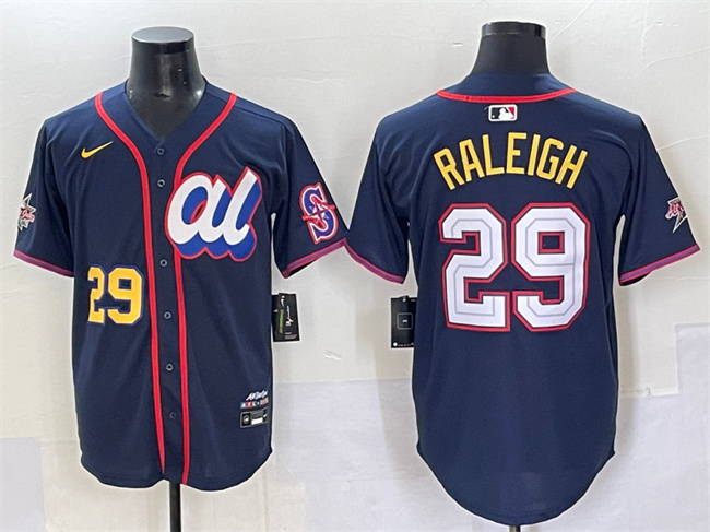 Men's American League #29 Cal Raleigh Navy 2025 All-Star Edition Limited Stitched Baseball Jersey Men's American League #29 Cal Raleigh Navy 2025 All-Star Edition Limited Stitched Baseball Jersey
