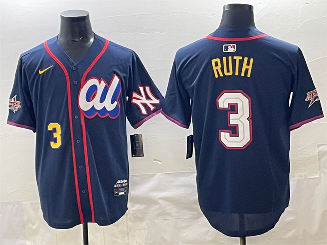 Men's American League #3 Babe Ruth Navy 2025 All-Star Edition Limited Stitched Baseball Jersey Men's American League #3 Babe Ruth Navy 2025 All-Star Edition Limited Stitched Baseball Jersey
