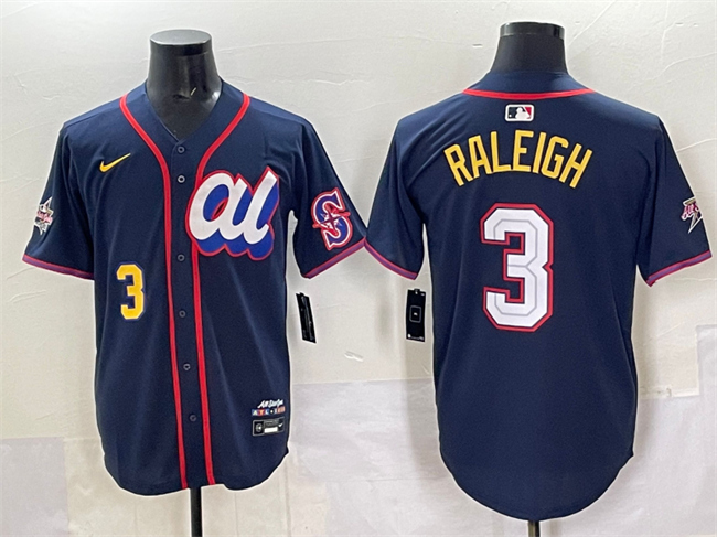 Men's American League #3 Cal Raleigh Navy 2025 All-Star Edition Limited Stitched Baseball Jersey Men's American League #3 Cal Raleigh Navy 2025 All-Star Edition Limited Stitched Baseball Jersey