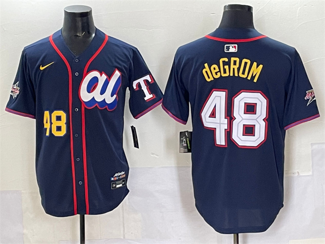 Men's American League #48 Jacob deGrom Navy 2025 All-Star Edition Limited Stitched Baseball Jersey Men's American League #48 Jacob deGrom Navy 2025 All-Star Edition Limited Stitched Baseball Jersey