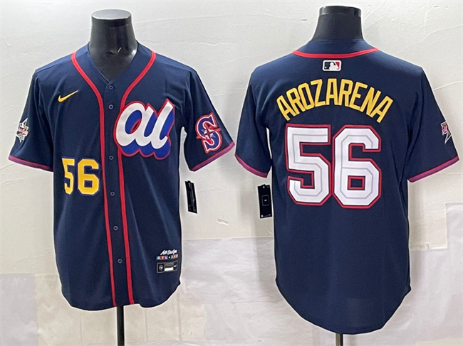 Men's American League #56 Randy Arozarena Navy 2025 All-Star Edition Limited Stitched Baseball Jersey Men's American League #56 Randy Arozarena Navy 2025 All-Star Edition Limited Stitched Baseball Jersey