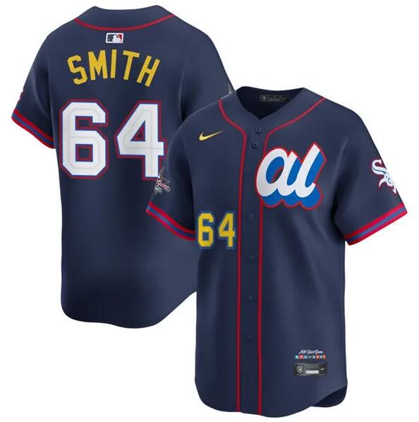 Men's American League #64 Shane Smith Navy 2025 All-Star Edition Limited Stitched Baseball Jersey Men's American League #64 Shane Smith Navy 2025 All-Star Edition Limited Stitched Baseball Jersey