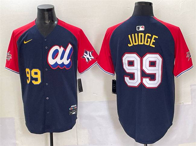Men's American League #99 Aaron Judge Navy Red Alternate 2025 All-Star Edition Limited Stitched Baseball Jersey Men's American League #99 Aaron Judge Navy Red Alternate 2025 All-Star Edition Limited Stitched Baseball Jersey