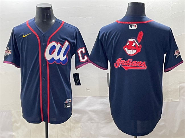 Men's American League Cleveland Guardians Team Big Logo Navy 2025 All-Star Edition Limited Stitched Baseball Jersey Men's American League Cleveland Guardians Team Big Logo Navy 2025 All-Star Edition Limited Stitched Baseball Jersey