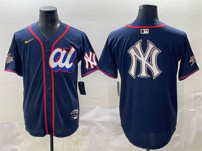 Men's American League New York Yankees Team Big Logo Navy 2025 All-Star Edition Limited Stitched Baseball Jersey 001 Men's American League New York Yankees Team Big Logo Navy 2025 All-Star Edition Limited Stitched Baseball Jersey 001