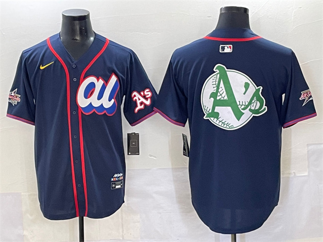 Men's American League Oakland Athletics Team Big Logo Navy 2025 All-Star Edition Limited Stitched Baseball Jersey Men's American League Oakland Athletics Team Big Logo Navy 2025 All-Star Edition Limited Stitched Baseball Jersey