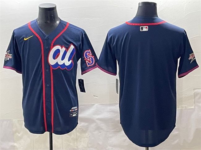 Men's American League Seattle Mariners Blank Navy 2025 All-Star Edition Limited Stitched Baseball Jersey Men's American League Seattle Mariners Blank Navy 2025 All-Star Edition Limited Stitched Baseball Jersey
