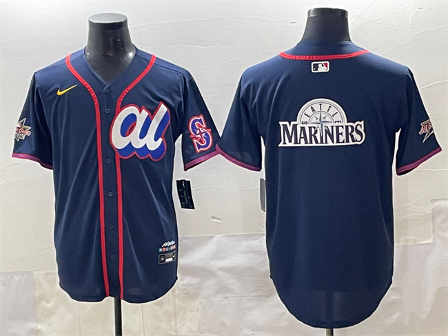 Men's American League Seattle Mariners Team Big Logo Navy 2025 All-Star Edition Limited Stitched Baseball Jersey 001 Men's American League Seattle Mariners Team Big Logo Navy 2025 All-Star Edition Limited Stitched Baseball Jersey 001