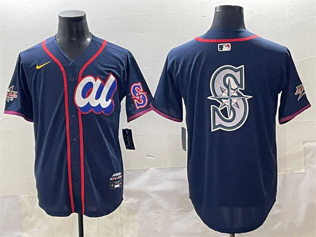 Men's American League Seattle Mariners Team Big Logo Navy 2025 All-Star Edition Limited Stitched Baseball Jersey 002 Men's American League Seattle Mariners Team Big Logo Navy 2025 All-Star Edition Limited Stitched Baseball Jersey 002