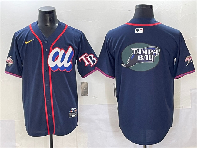 Men's American League Tampa Bay Rays Team Big Logo Navy 2025 All-Star Edition Limited Stitched Baseball Jersey Men's American League Tampa Bay Rays Team Big Logo Navy 2025 All-Star Edition Limited Stitched Baseball Jersey