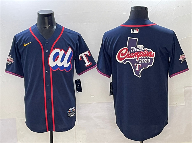 Men's American League Texas Rangers Team Big Logo Navy 2025 All-Star Edition Limited Stitched Baseball Jersey Men's American League Texas Rangers Team Big Logo Navy 2025 All-Star Edition Limited Stitched Baseball Jersey