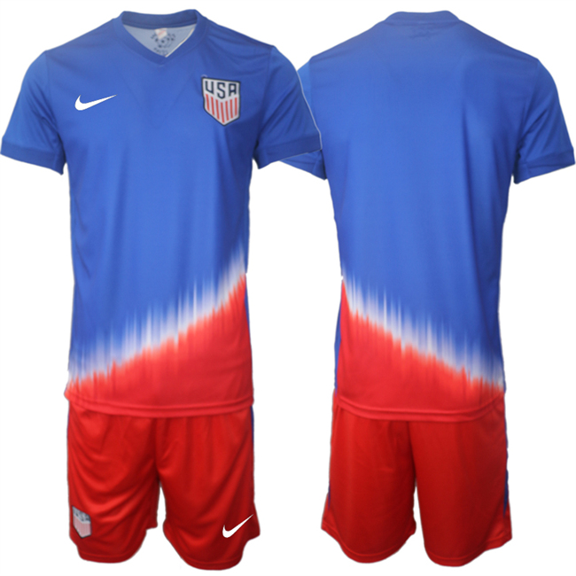 Men's American Team Custom 2024-25 Royal Away Soccer Jersey Suit Men's American Team Custom 2024-25 Royal Away Soccer Jersey Suit
