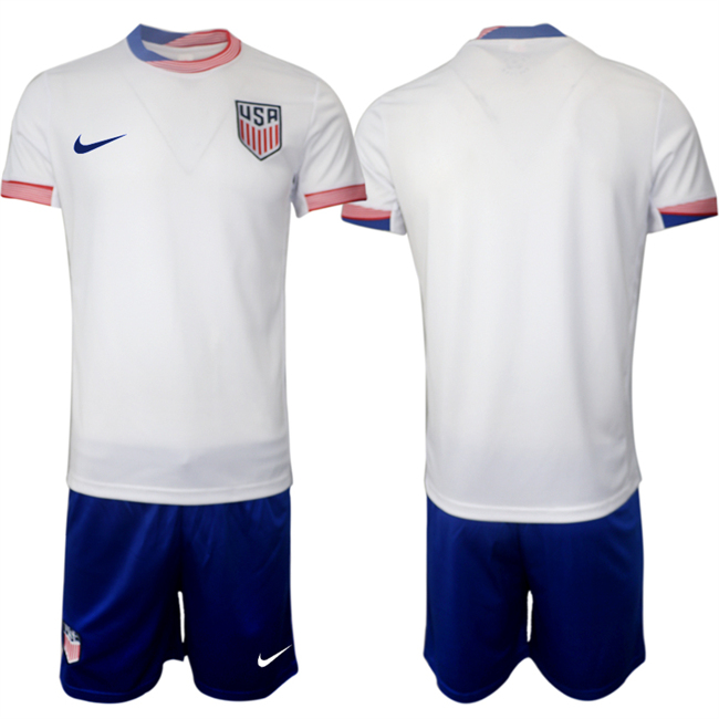 Men's American Team Custom 2024-25 White Home Soccer Jersey Suit Men's American Team Custom 2024-25 White Home Soccer Jersey Suit