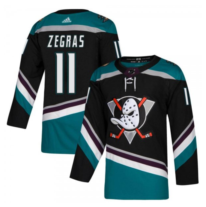 Men's Anaheim Ducks #11 Trevor Zegras Black Stitched Jersey Men's Anaheim Ducks #11 Trevor Zegras Black Stitched Jersey