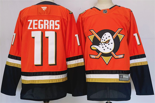 Men's Anaheim Ducks #11 Trevor Zegras Orange Black 2024-25 Stitched Jersey Men's Anaheim Ducks #11 Trevor Zegras Orange Black 2024-25 Stitched Jersey