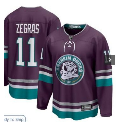 Men's Anaheim Ducks #11 Trevor Zegras Purple Jersey Men's Anaheim Ducks #11 Trevor Zegras Purple Jersey