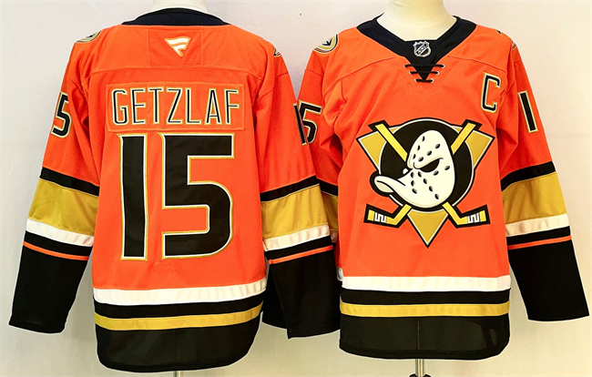 Men's Anaheim Ducks #15 Ryan Getzlaf Orange Black 2024-25 With C Patch Stitched Jersey Men's Anaheim Ducks #15 Ryan Getzlaf Orange Black 2024-25 With C Patch Stitched Jersey
