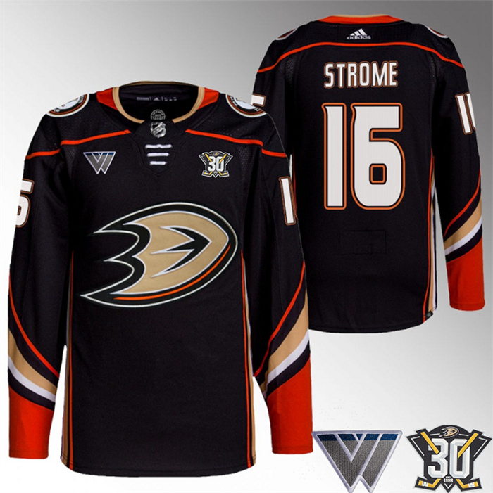 Men's Anaheim Ducks #16 Ryan Strome Black 30th Anniversary Stitched Jersey Men's Anaheim Ducks #16 Ryan Strome Black 30th Anniversary Stitched Jersey