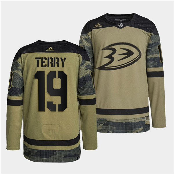 Men's Anaheim Ducks #19 Troy Terry 2022 Camo Military Appreciation Night Stitched Jersey Men's Anaheim Ducks #19 Troy Terry 2022 Camo Military Appreciation Night Stitched Jersey