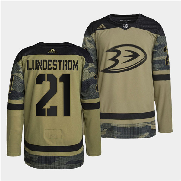 Men's Anaheim Ducks #21 Isac Lundestrom 2022 Camo Military Appreciation Night Stitched Jersey Men's Anaheim Ducks #21 Isac Lundestrom 2022 Camo Military Appreciation Night Stitched Jersey