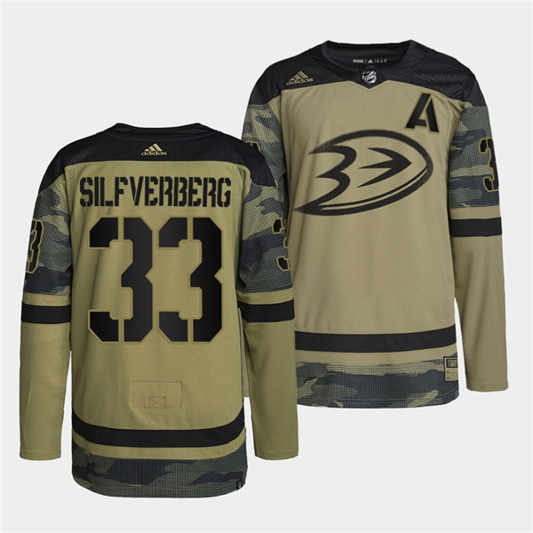 Men's Anaheim Ducks #33 Jakob Silfverberg 2022 Camo Military Appreciation Night Stitched JerseyS Men's Anaheim Ducks #33 Jakob Silfverberg 2022 Camo Military Appreciation Night Stitched JerseyS