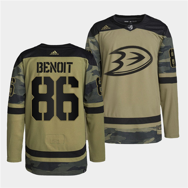 Men's Anaheim Ducks #86 Simon Benoit 2022 Camo Military Appreciation Night Stitched Jersey Men's Anaheim Ducks #86 Simon Benoit 2022 Camo Military Appreciation Night Stitched Jersey