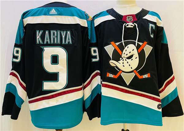 Men's Anaheim Ducks #9 Paul KariyaBlack Teal Stitched Jersey Men's Anaheim Ducks #9 Paul KariyaBlack Teal Stitched Jersey