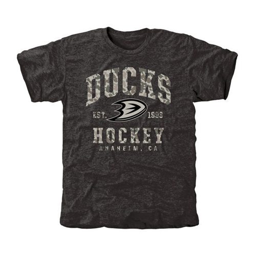 Men's Anaheim Ducks Black Camo Stack T-Shirt Men's Anaheim Ducks Black Camo Stack T-Shirt