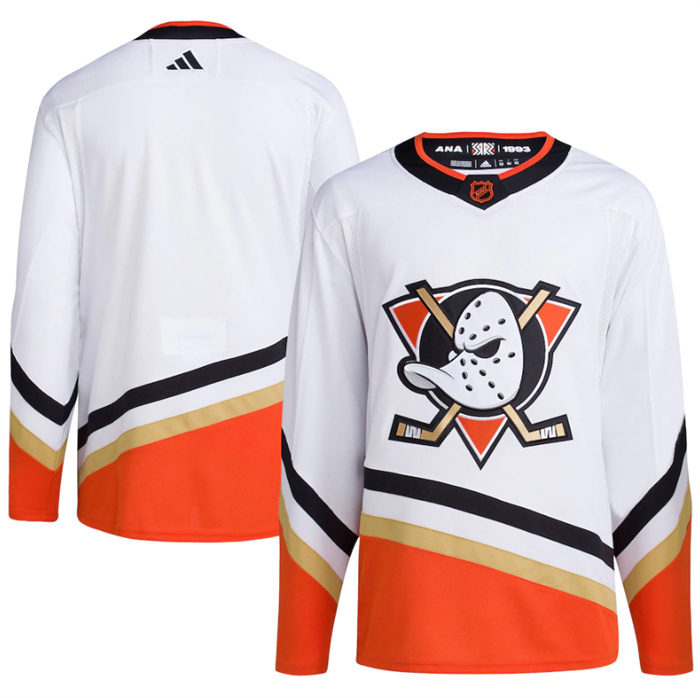 Men's Anaheim Ducks Blank White 2022-23 Reverse Retro Stitched Jersey Men's Anaheim Ducks Blank White 2022-23 Reverse Retro Stitched Jersey
