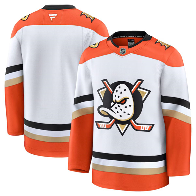 Men's Anaheim Ducks Blank White 2024-25 Away Stitched Hockey Jersey Men's Anaheim Ducks Blank White 2024-25 Away Stitched Hockey Jersey