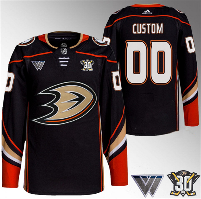Men's Anaheim Ducks Custom Black 30th Anniversary Stitched Jersey Men's Anaheim Ducks Custom Black 30th Anniversary Stitched Jersey
