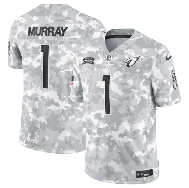 Men's Arizona Cardinals #1 Kyler Murray 2024 Arctic Camo Salute To Service Limited Stitched Football Jersey Men's Arizona Cardinals #1 Kyler Murray 2024 Arctic Camo Salute To Service Limited Stitched Football Jersey