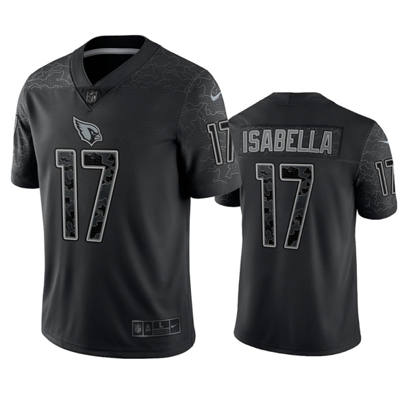 Men's Arizona Cardinals #17 Andy Isabella Black Reflective Limited Stitched Football Jersey Men's Arizona Cardinals #17 Andy Isabella Black Reflective Limited Stitched Football Jersey